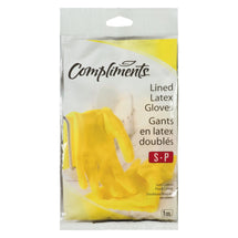 COMPLIMENTS LINED LATEX GLOVES SMALL, 1UN