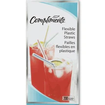 COMPLIMENTS STRAW FLEX STRAWS LINED 200 ONE