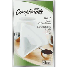 COMPLIMENTS COFFEE FILTER CONE #2 40 ONE