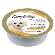COMPLIMENTS, DOG FOOD CHICKEN AND LIVER, 100 G