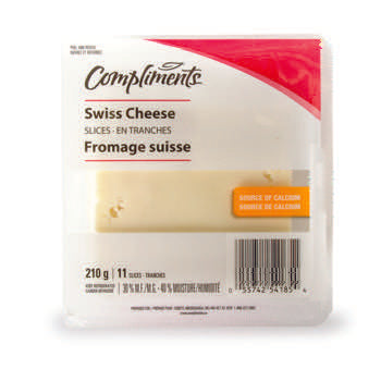 COMPLIMENTS, SWISS CHEESE SLICE, 210G