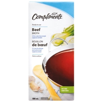 COMPLIMENTS, LOWER SODIUM BEEF BROTH, 900 ML