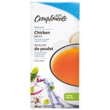 COMPLIMENTS, LOWER SODIUM CHICKEN BROTH, 900 ML