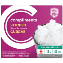 COMPLIMENTS, KITCHEN GARBAGE BAGS 15L, 52 UNITS