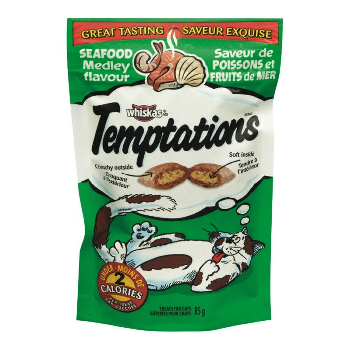 WHISKAS TEMPTATIONS TREATS FOR CATS FISH SEAFOOD 85 G