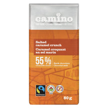 CAMINO CHOCOLATE CARAMEL CRUNCHY WITH SEA SALT, 55% ORGANIC, 80G