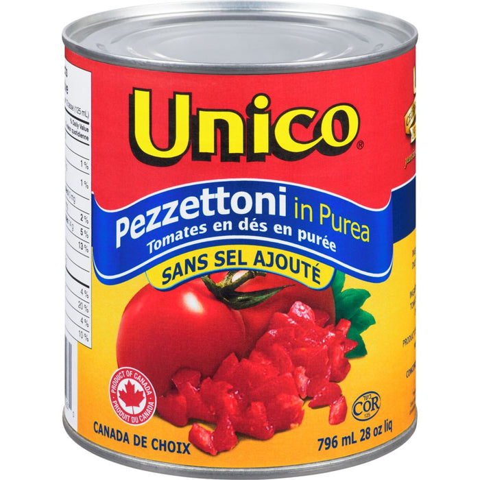 UNICO, DICED TOMATOES PUREED WITHOUT SALT ADDED, 796 ML