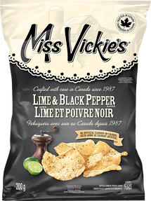 MISS VICKIE'S, LIME CHIPS & BLACK PEPPER, 200 G