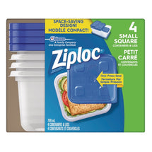 ZIPLOC, SMALL SQUARE CONTAINERS, 4 UNITS