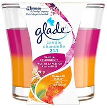 GLADE, 2-IN-1 PASSION FRUIT CANDLE WITH VANILLA AND EXOTIC BREEZE, 1 UNIT