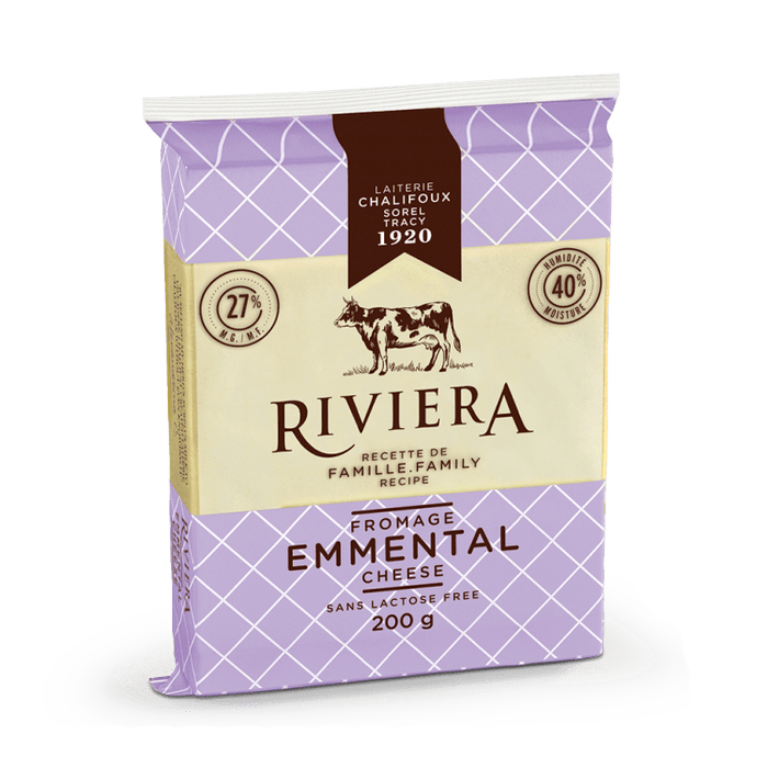 RIVIERA, LACTOSE-FREE EMMENTAL CHEESE, 200 G