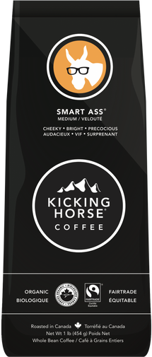 KICKING HORSE COFFEE, SMART ASS COFFEE BEANS VELVETY, 454 G