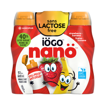IOGO, NANO YOGHURT DRINK WITHOUT LACTOSE 1% STRAWBERRY-BANANA, 6X93 ML