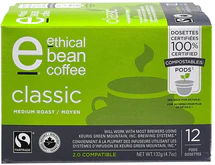 ETHICAL BEAN COFFEE, K-CUP CAFÉ CLASSIQUE BIOLOGIQUE, 12 UNITÉS