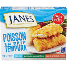 JANE'S, FILETS DE POISSON EN PÂTE TEMPURA, 510G