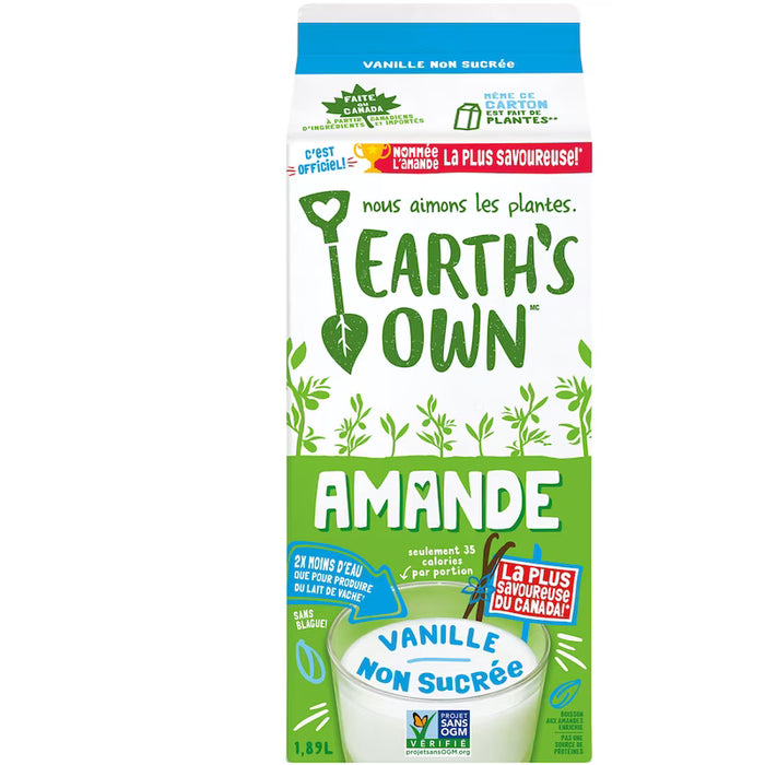 EARTH'S OWN, BOISSON D'AMANDE VANILLE ZÉRO SUCRE, 1.89L