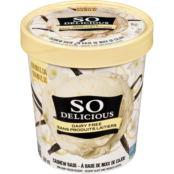 SO DELICIOUS ORGANIC GLUTEN-FREE FROZEN NON-DAIRY CASHEW DESSERT, 500 ML