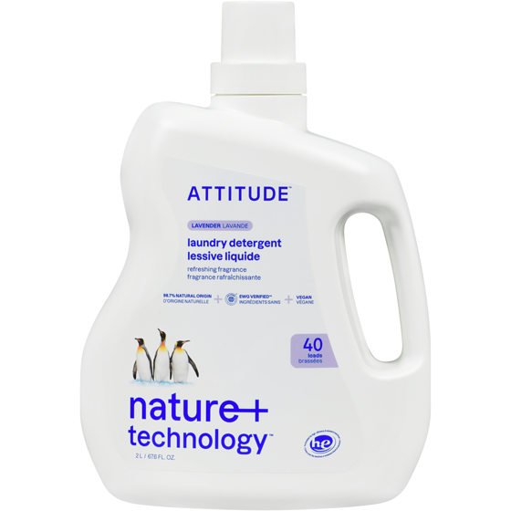 ATTITUDE, DÉTERGENT À LESSIVE LIQUIDE, LAVANDE, 40 BRASSÉES 2 L