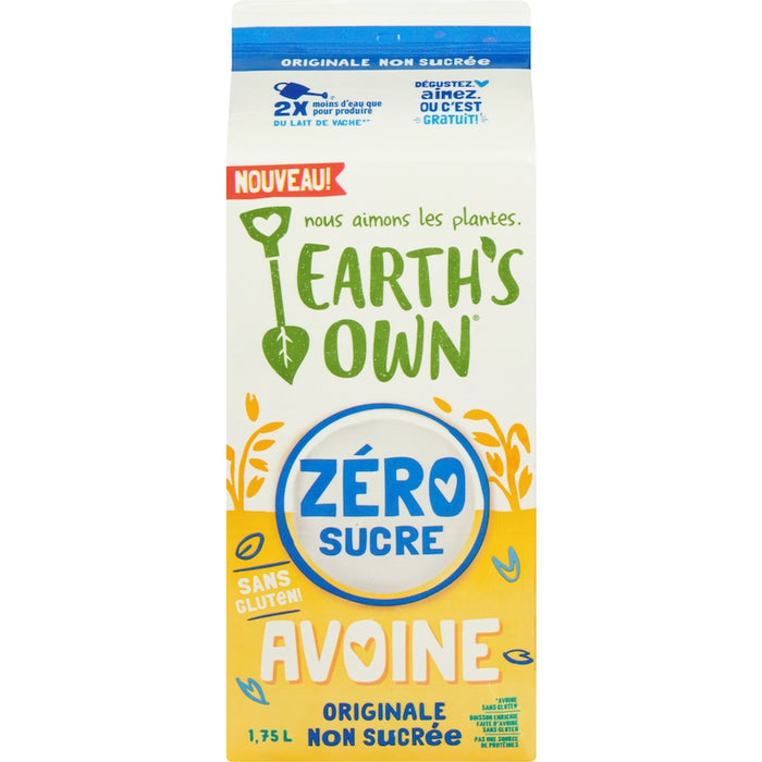 EARTH'S OWN, BOISSON D'AVOINE ORIGINAL ZÉRO SUCRE, 1.75 L