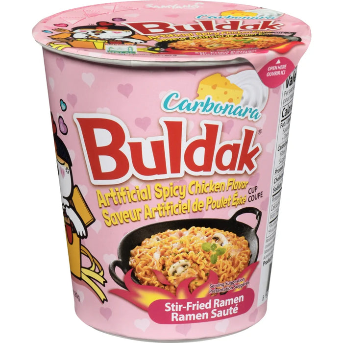 BULDAK, RAMEN-SAUTÉ AU POULET ÉPICÉ CARBONARA, 70G