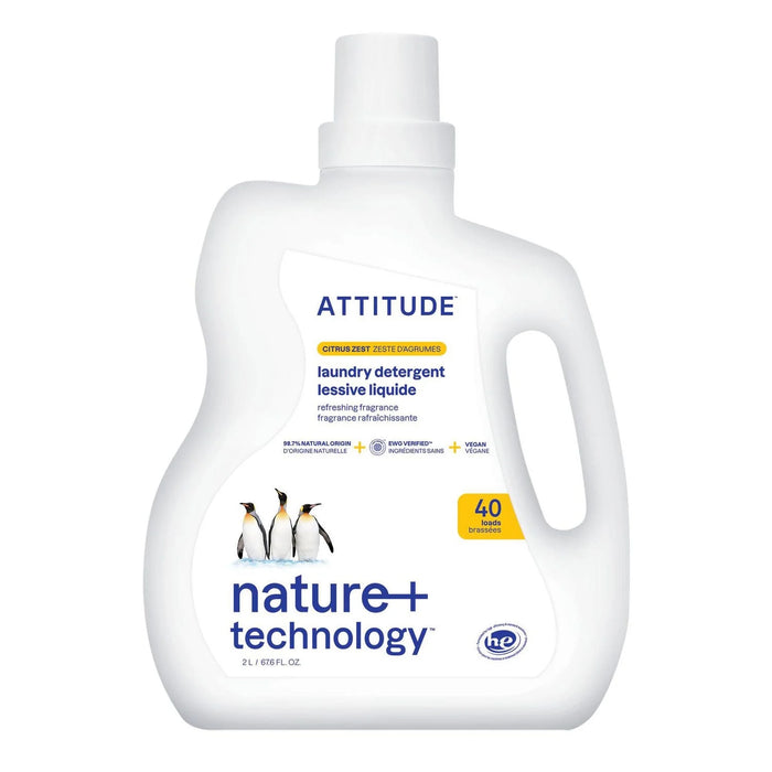 ATTITUDE, DÉTERGENT À LESSIVE LIQUIDE, ZESTES D'AGRUMES, 40 BRASSÉES 2L