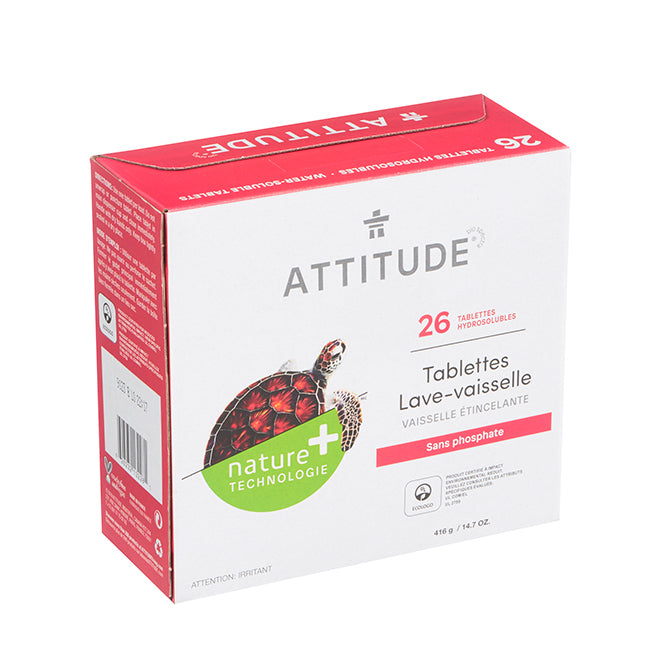 ATTITUDE, TABLETTES LAVE-VAISELLE SANS PHOSPHATE, 26UN