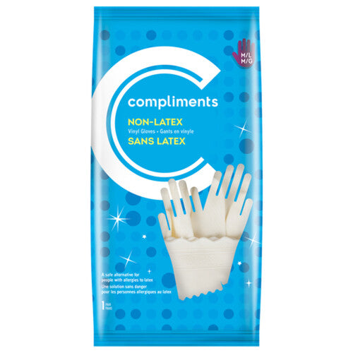 COMPLIMENTS, GANTS EN VINYLE SANS LATEX, M/L, 1 PAIRE