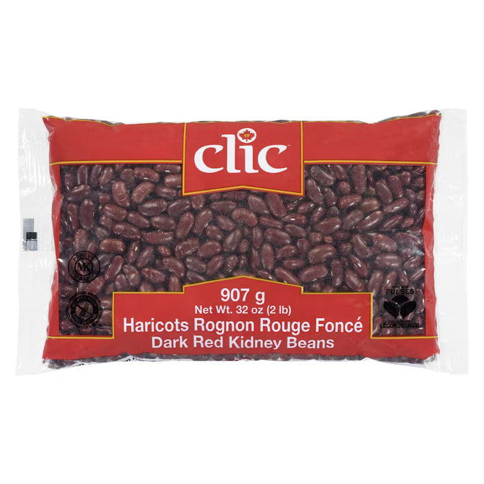 CLIC, HARICOTS ROGNON ROUGE FONCÉ, 907 G