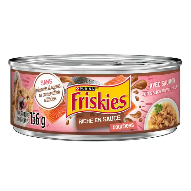 FRISKIES, CAT FOOD IN TASTY SALMON AND TUNA SAUCE, 156 G