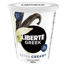 LIBERTÉ, YOGOURT GREC EXTRA CRÉMEUX 5%, GOUSSE DE VANILLE, 650G