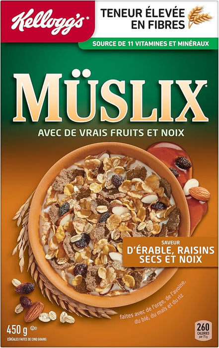 KELLOGG'S MUSLIX MAPLE WALNUT CEREAL, 450 G