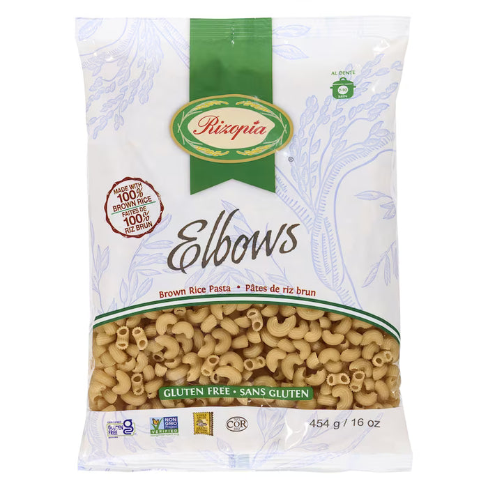 RIZOPIA BROWN RICE PASTA MACARONI, 454 G