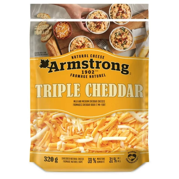 ARMSTRONG, FROMAGE TRIPLE CHEDDAR RÂPÉS, 320G