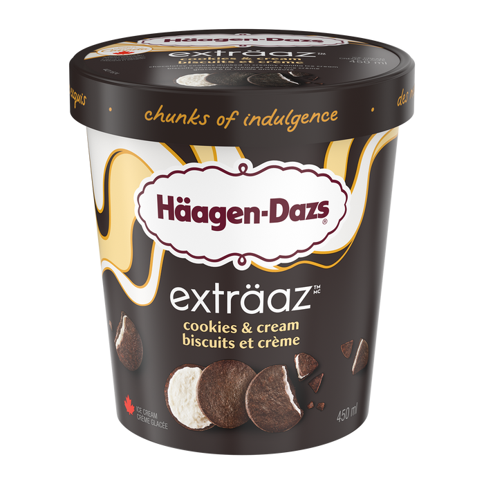 HAAGEN DAZS, EXTRAAZ CRÈME GLACÉE BISCUITS ET CRÈME, 450 ML