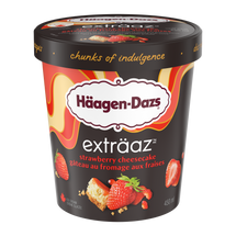 HAAGEN DAZS, EXTRAAZ CRÈME GLACÉE AU GÂTEAU AU FROMAGE AUX FRAISES, 450 ML