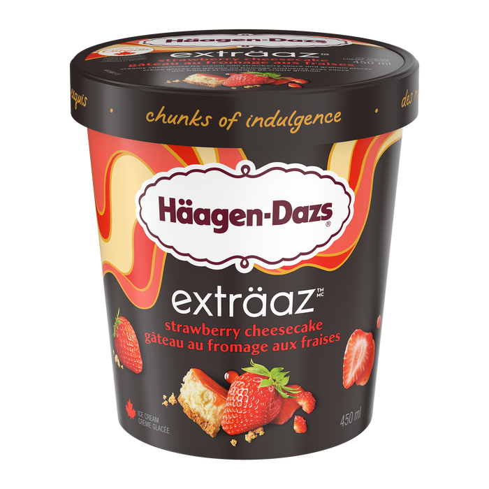 HAAGEN DAZS, EXTRAAZ STRAWBERRY CHEESE CAKE ICE CREAM, 500 ML