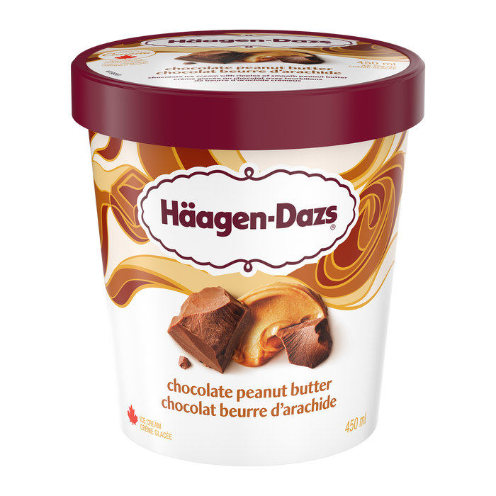 HAAGEN DAZS, CRÈME GLACÉE AU CHOCOLAT ET AU BEURRE D'ARACHIDE, 450 ML