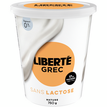 LIBERTÉ, YOGOURT GREC NATURE SANSLACTOSE 0%, 750 G