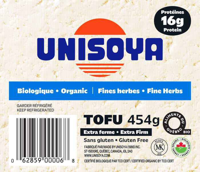 UNISOYA, TOFU FINES HERBES BIOLOGIQUE, 454 G