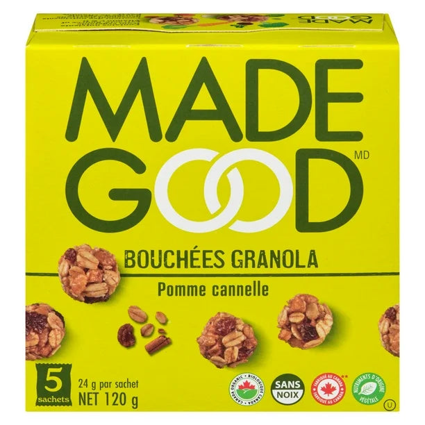 MADE GOOD, BOUCHÉES GRANOLA POMME CANNELLE, 5X24G