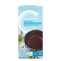 COMPLIMENTS, LESS SODIUM BEEF BROTH, 900 ML