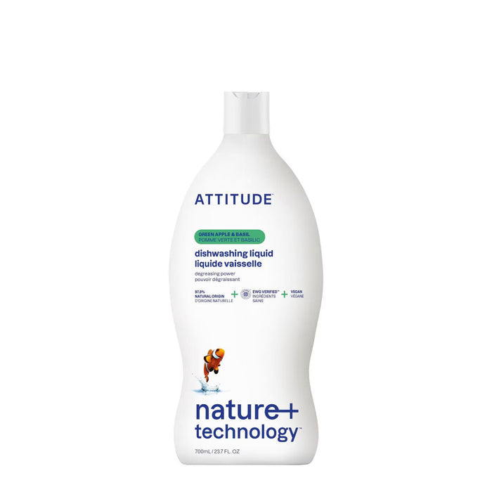 ATTITUDE, LIQUIDE VAISSELLE POMME VERTE BASILIC, 700 ML