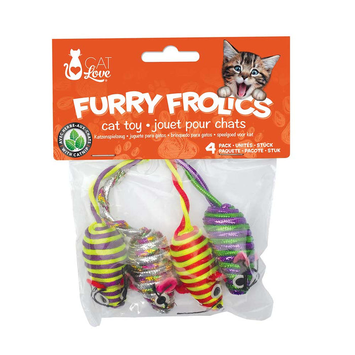 CATLOVE, FURRY FROLICS JOUET POUR CHATS, SOURIS SCINTILLANTES, 4 UNITÉS