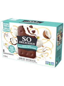 SO DELICIOUS, FROZEN DESSERT COCONUT SANDWICHES, 8X68 ML