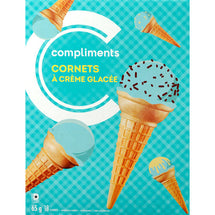 COMPLIMENTS ICE CREAM CONES, 18 UN