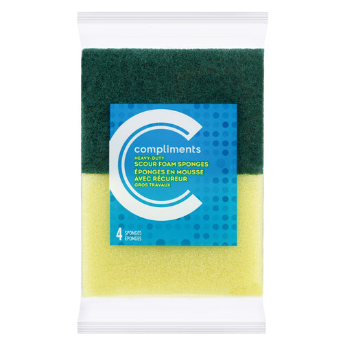 COMPLIMENTS, ÉPONGES EN MOUSSE AVEC RÉCUREUR GROS TRAVAUX, 4UN