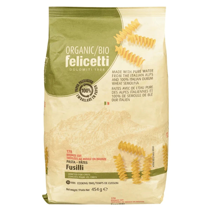FELICETTI, PÂTES FUSILLI BIOLOGIQUE, 454 G