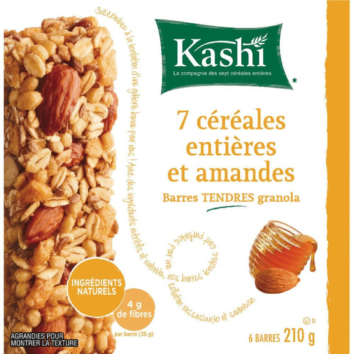 KASHI BARRES TENDRES GRANOLA ENTIÈRES AU MIEL AMANDES ET LIN 210 G