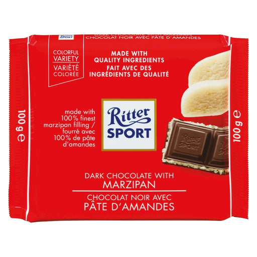 RITTER SPORT, CHOCOLAT NOIR AVEC MARZIPAN, 100 G