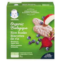 GERBER, RICE RUSKS WITH BLUEBERRY APPLE &amp; ORGANIC BEET, 50 G